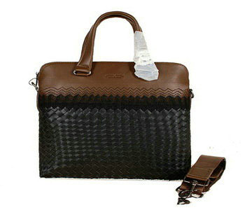 Bottega Veneta intrecciato VN briefcase 1153068-1 black&khaki - Click Image to Close